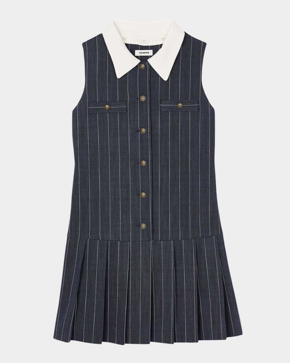 Dolla Pinstriped Drop-Waist Mini Dress